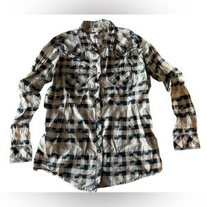 Ariat Women's Black and White Plaid Button Down Shirt